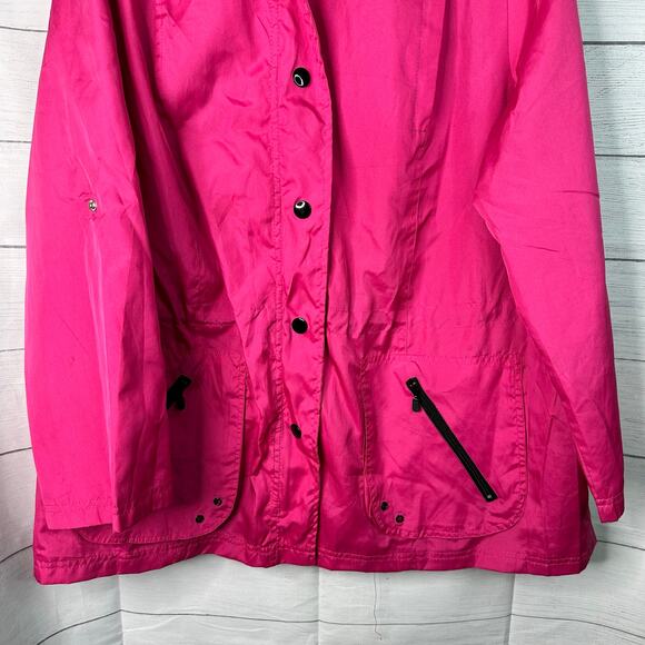 Nouveau Monde Womens size 2X Vintage Button Up Hooded Windbreaker Jacket Pink - Picture 4 of 9